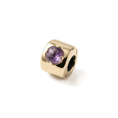 Amethyst Charm Gold-Plated – Stone of Protection, Calm, and Spiritual Growth - 925 Sterling Silver