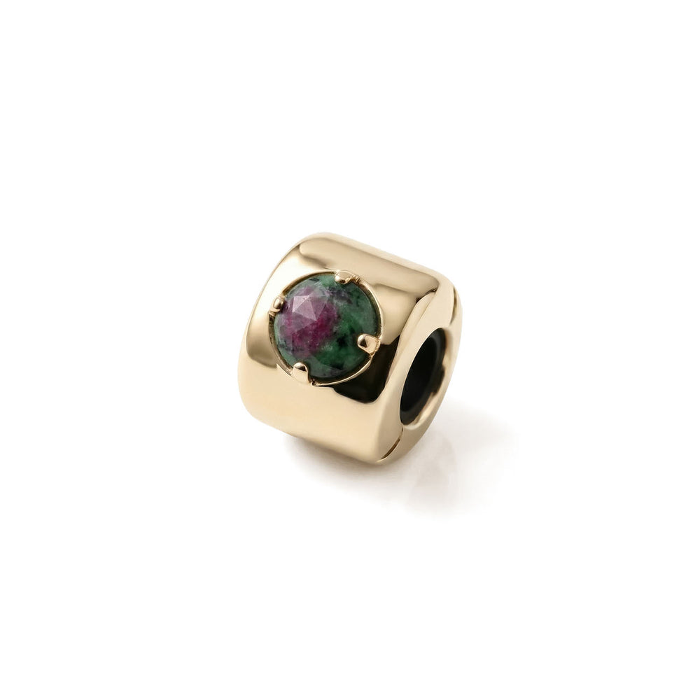 Zoizite and Ruby Charms, Gold-Plated – The Stone of Passion, Energy, and Balance - 925 Sterling Silver