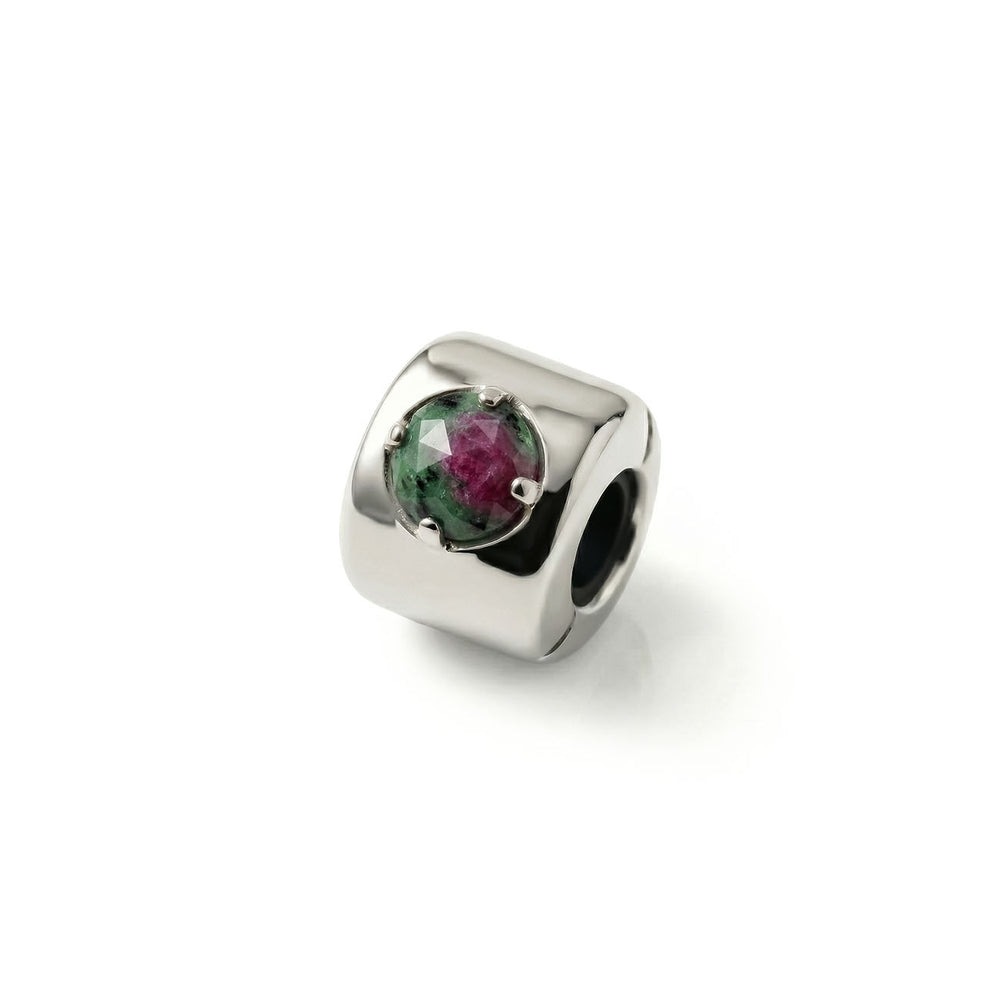 Zoisite with Ruby Charm Silver - Stone of passion, energy, and balance - 925 Sterling Silver