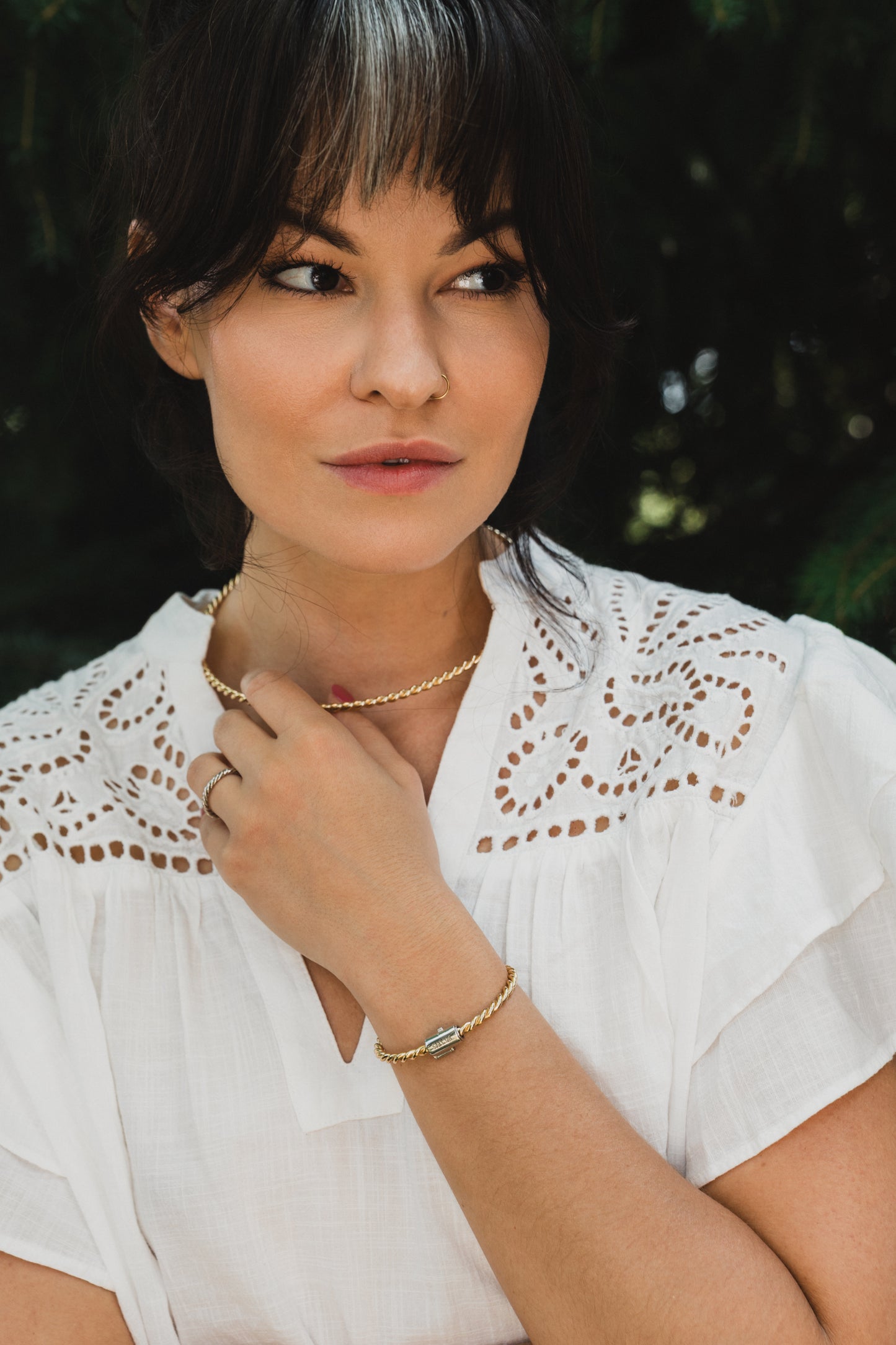 Copper tensor bracelet in gold color with a silver clasp - <tc>cubit</tc> Lost (177 MHz)